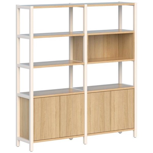 Grid 40 Shelving 2 Pod 6 Shelves White Oak 1720x400x1890mm