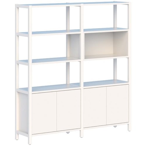 Grid 40 Shelving 2 Pod 6 Shelves White on White 1720x400x1890mm