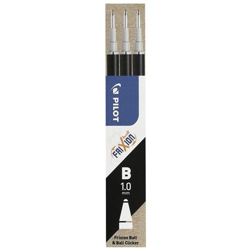 Pilot Frixion Black Erasable Pen Refill 1.0mm Broad, Pack of 3