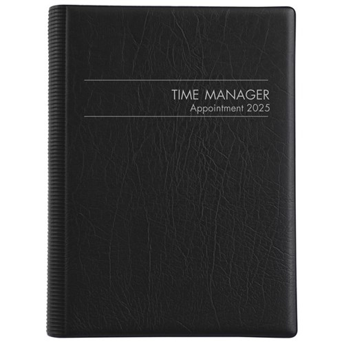 Collins MDA51A 1/4 Hour Time Manager Wiro Diary A5 1 Day Per Page 2025 Black