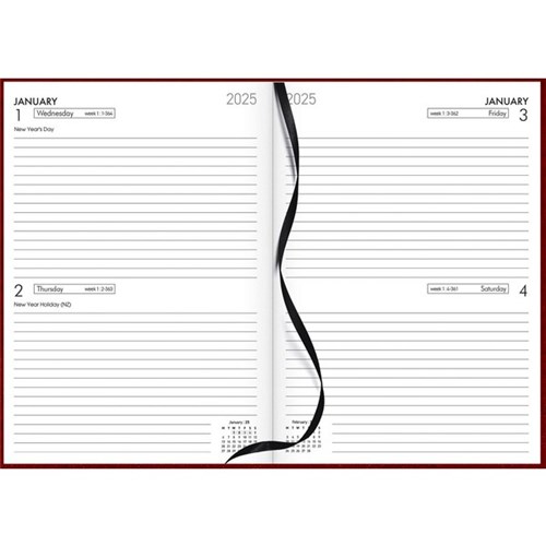 Collins A52 Diary A5 2 Days Per Page 2025 Red