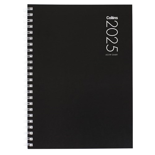 Collins A53 Wiro Diary A5 Week To View 2025 Assorted Colours