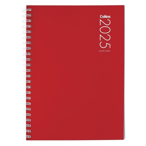 Collins A53 Wiro Diary A5 Week To View 2025 Assorted Colours