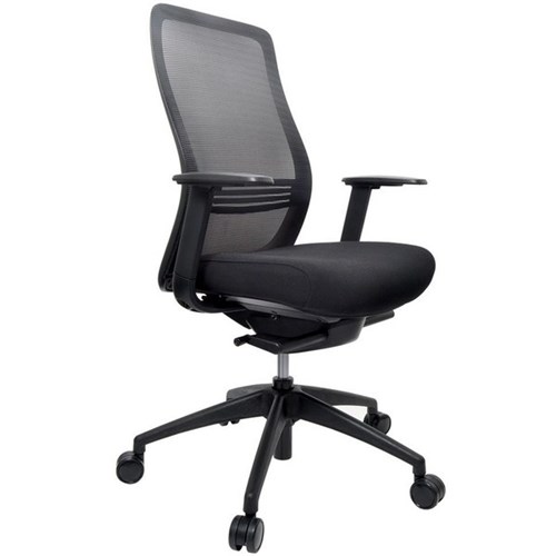 Konfurb Luna Task Chair Mesh Back With Arms & Lumbar Support Black