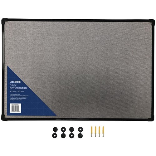 Litewyte Pinboard 600x400mm Grey Fabric