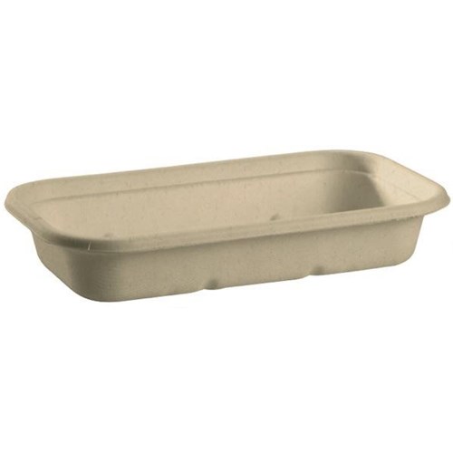 BioPak Natural Plant Fibre Takeaway Base Containers 750ml 230x130x40mm, Carton of 500