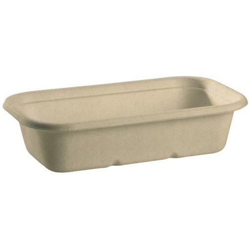 BioPak Natural Plant Fibre Takeaway Base Containers 1000ml 230x130x55mm, Carton of 500