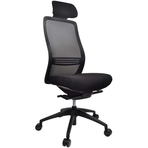 Konfurb Luna Office Chair With Headrest Mesh Back Black