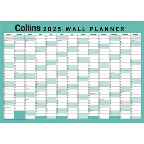 Collins A2 Dated Year Wall Planner Double Sided 594x420mm 2025