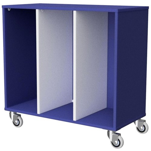 Zealand Mobile Tote Tray 3 Storage Unit Blue/White 892x425x800mm