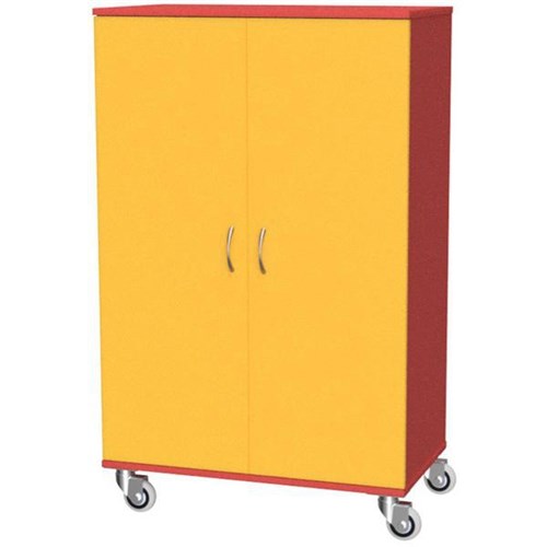 Zealand Locking Mobile Cupboard Red/Yellow 800x450x1200mm