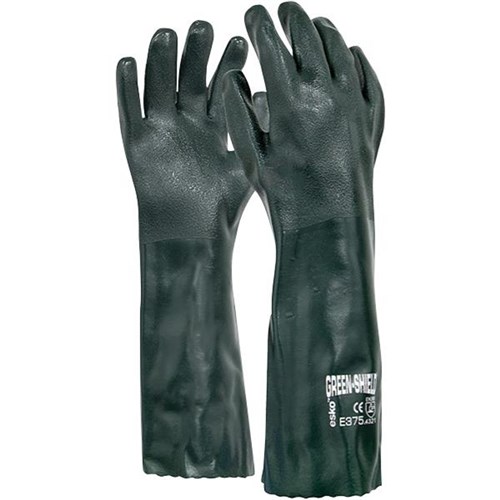 Esko Shield Gauntlet PVC Protective Gloves Green, Pair