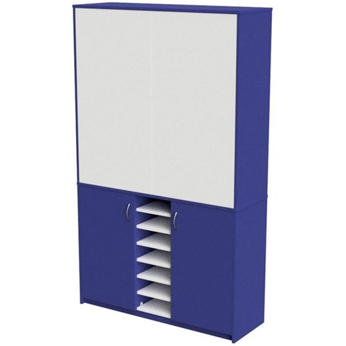 Zealand Teacher's Wall Unit With Whiteboard Blue/White 1200x400x1200mm