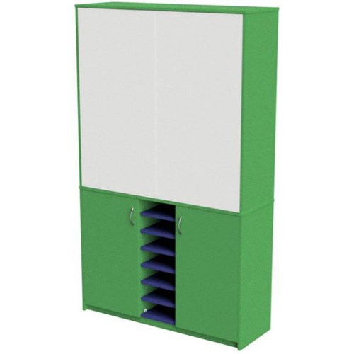 Zealand Teacher's Wall Unit With Whiteboard Green/Blue 1200x400x1200mm