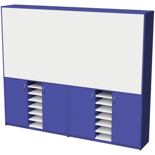 Zealand Teacher's Wall Unit With Whiteboard Blue/White 2400x400x1200mm