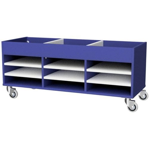 Zealand Office Multi Use Storage Trolley 1200x450mm Blue/White