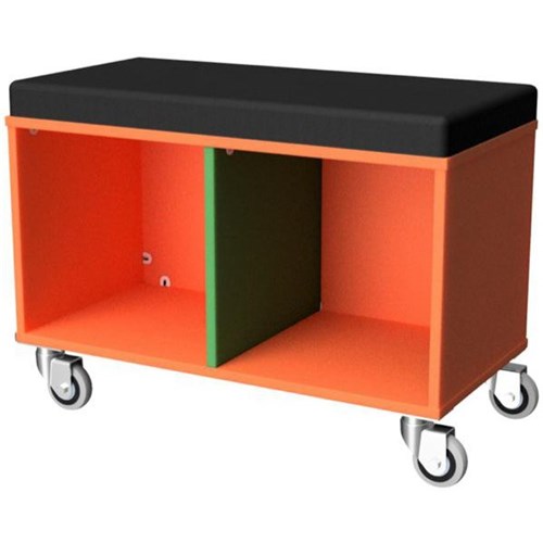 Zealand Office Sit On Trolley 800x400mm Orange/Green