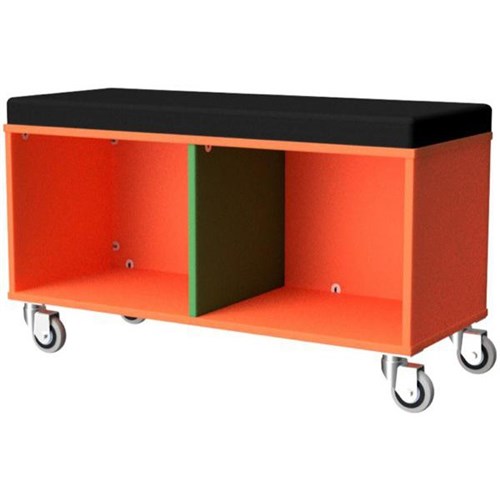 Zealand Office Sit On Trolley 1000x400mm Orange/Green