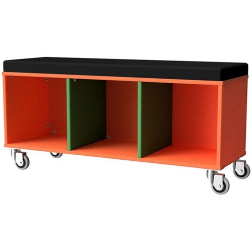 Zealand Office Sit On Trolley 1200x400mm Orange/Green