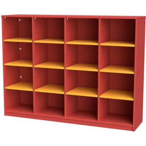 Zealand 16 Cube Storage Unit Red/Yellow 1600x400x1200mm