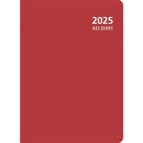 OfficeMax A51 1/2 Hour Appointment Diary A5 1 Day Per Page 2025 Red