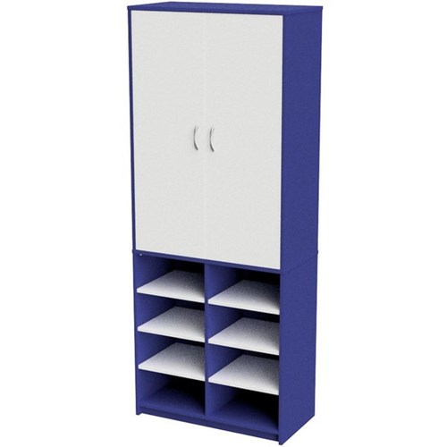 Zealand Teacher's Wall Unit With Open Base Blue/White 800x400x2000mm