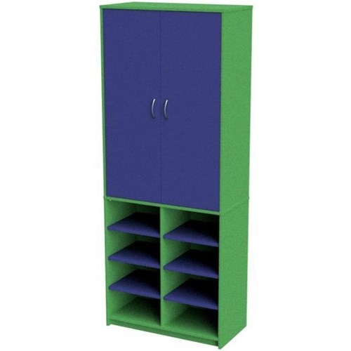 Zealand Teacher's Wall Unit With Open Base Green/Blue 800x400x2000mm