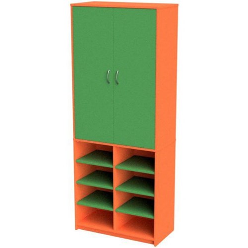 Zealand Teacher's Wall Unit With Open Base Orange/Green 800x400x2000mm