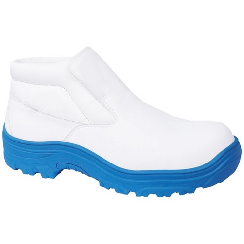 Paraflex Slip On Safety Boots Blue Sole Soft Collar White