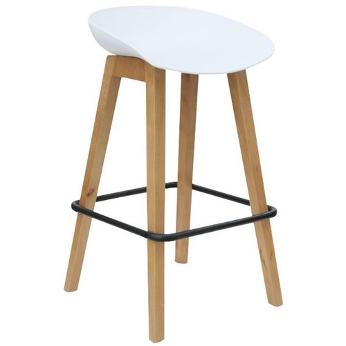 Konfurb Pala Bar Stool 730mm Polypropylene White/Natural Wood