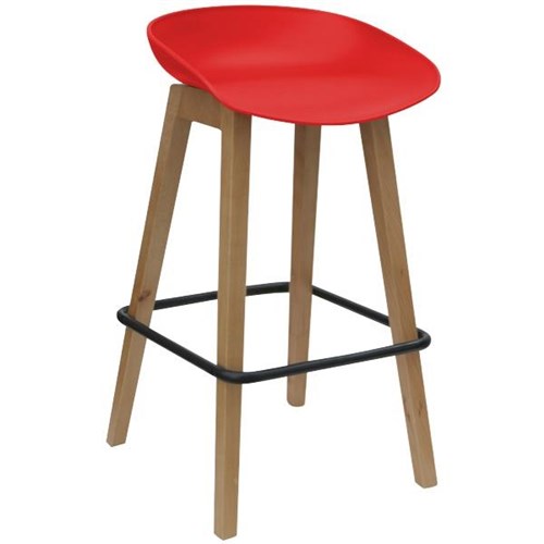 Konfurb Pala Bar Stool 730mm Polypropylene Red/Natural Wood