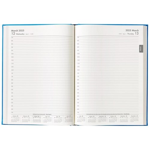 Winc A41 1/2 Hour Appointment Diary A4 1 Day Per Page 2025 Blue