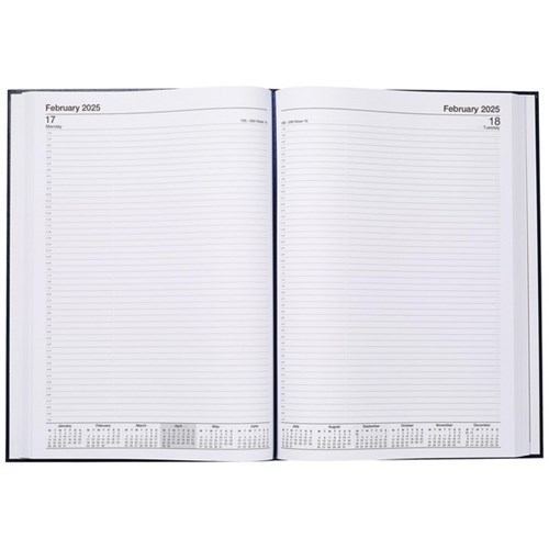 Winc A41 1/4 Hour Appointment Diary Recycled A4 1 Day Per Page 2025 Black