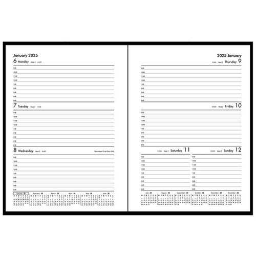 Winc A53 1 Hour Appointment Diary Recycled A5 Week To View 2025 Black