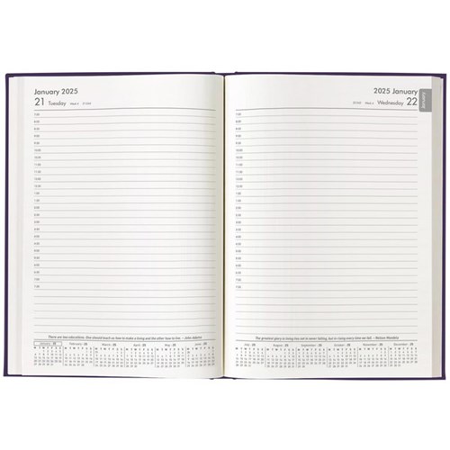 Winc A51 1/2 Hour Appointment Diary Soft Touch A5 1 Day Per Page 2025 Purple