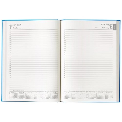 Winc A51 1/2 Hour Appointment Diary Soft Touch A5 1 Day Per Page 2025 Blue