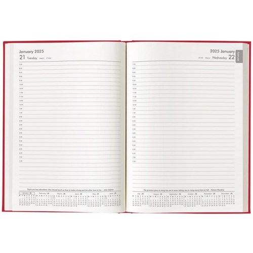 Winc A51 1/2 Hour Appointment Diary Soft Touch A5 1 Day PerPage 2025 Red