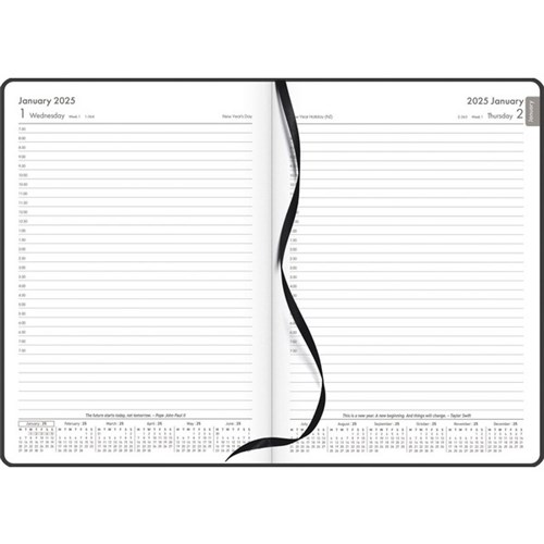 OfficeMax A51 1/2 Hour Appointment Diary A5 1 Day Per Page 2025 Grey