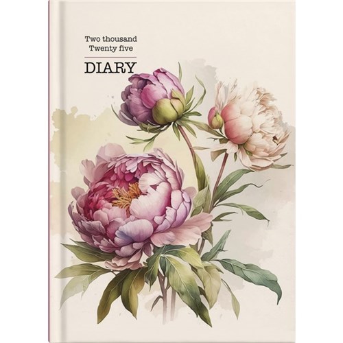 Collins A51 Diary A5 1 Day Per Page 2025 Peony Flower