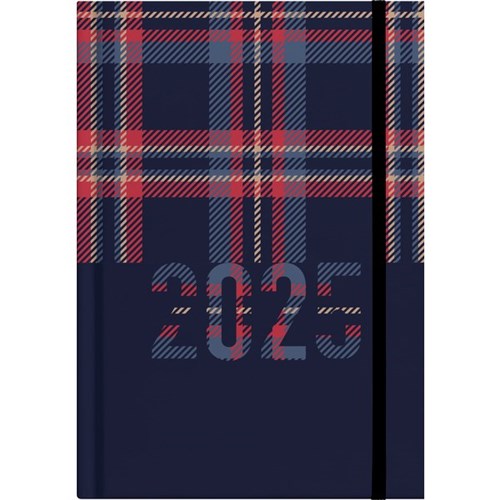 Collins A51 Diary A5 1 Day Per Page 2025 Block Colour Plaid