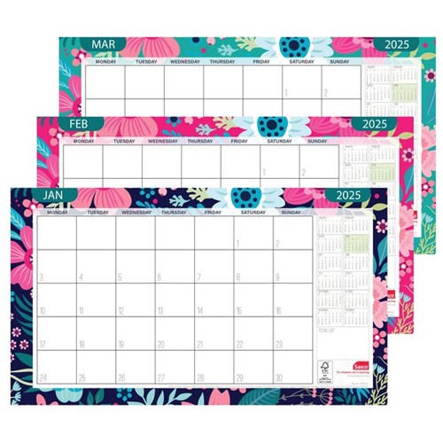 Sasco Monthly Desk Pad 450x227mm 2025 Assorted Designs