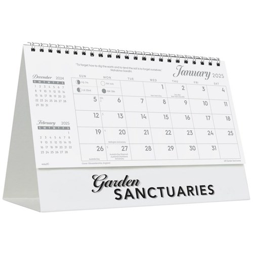 Easy2C Desk Calendar Month To View Garden Sanctuary 2025