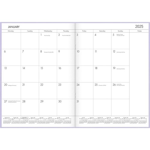 Collins A4 Diary Planner A4 Month To View 2025 Fragrant Lavender