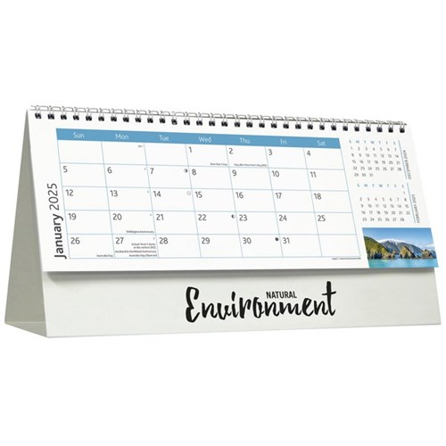 Easy2C Desk Calendar Month To View Natural Environment 2025