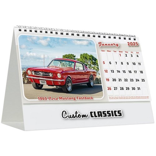 Easy2C Desk Calendar Month To View Custom Classics Cars 2025