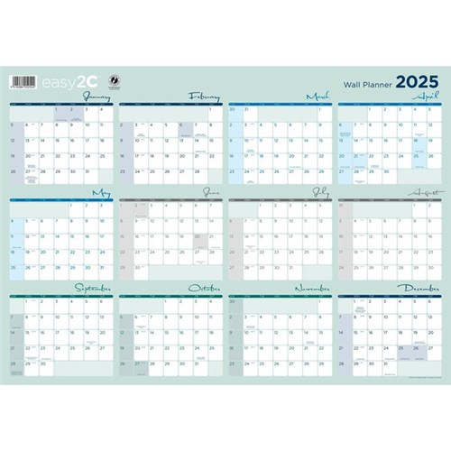 Easy2C Wall Planner Double Sided Laminated 990x700mm 2025