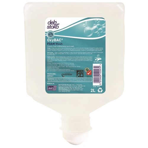 Deb Stoko Oxybac Antibacterial Foam Hand Wash Cartridge 2L, Carton of 4