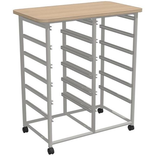 Interior Resources Sitrite Tote Trolley 800x450mm For Trays 310x420mm Tawa/Silver