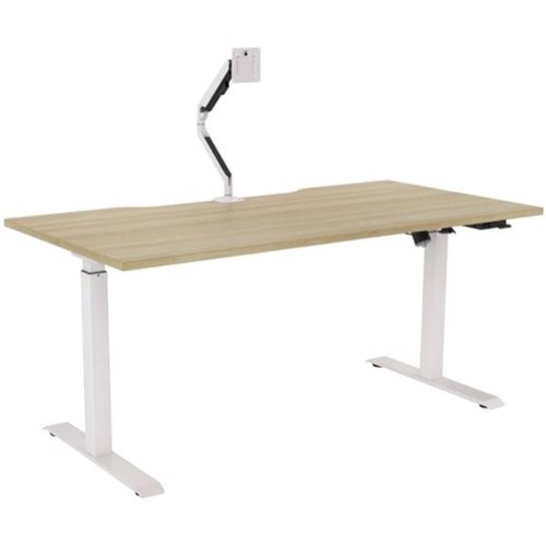 Breeze Active Electric Height Adjustable Desk Monitor Arm No Bluetooth 1600mm Atlantic Oak/White