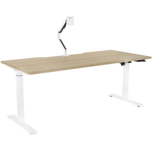 Breeze Active Electric Height Adjustable Desk Monitor Arm No Bluetooth 1800mm Atlantic Oak/White